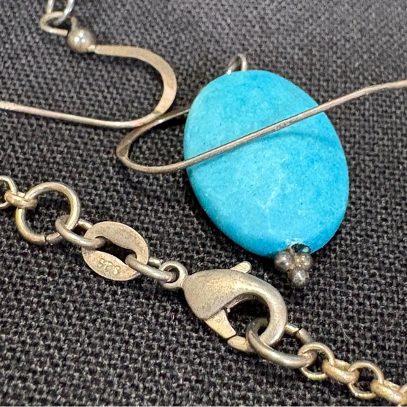 Turquoise & Sterling Silver Charm Necklace & Earring Set - Picture 6 of 8